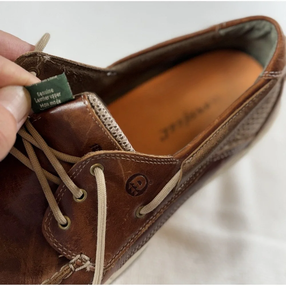 Dunham Shoes Mens Size 11.5 D Brown Leather Boat Style Walking‎ Comfort Rollbar